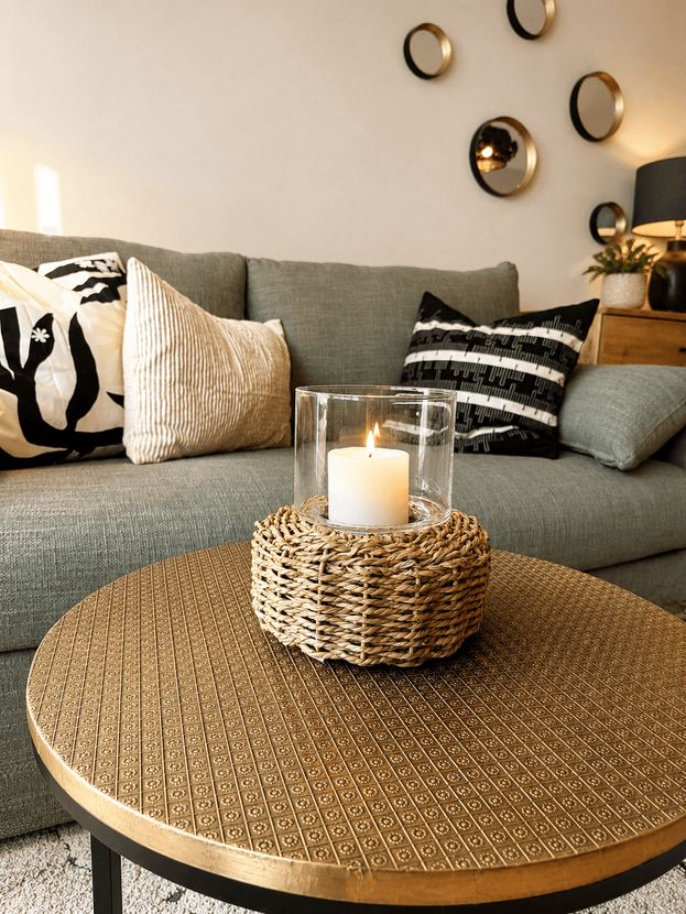 Gemütliche Sofa-Ecke mit Dekokissen in der Trenta Living Wohnung Zschertnitz